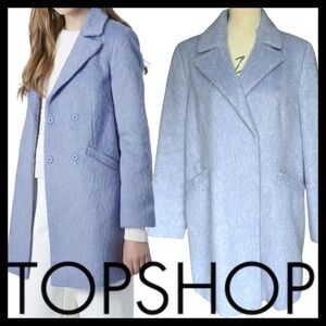 Topshop Periwinkle Blue Fluffy Wool Blend Swing Coat (12)